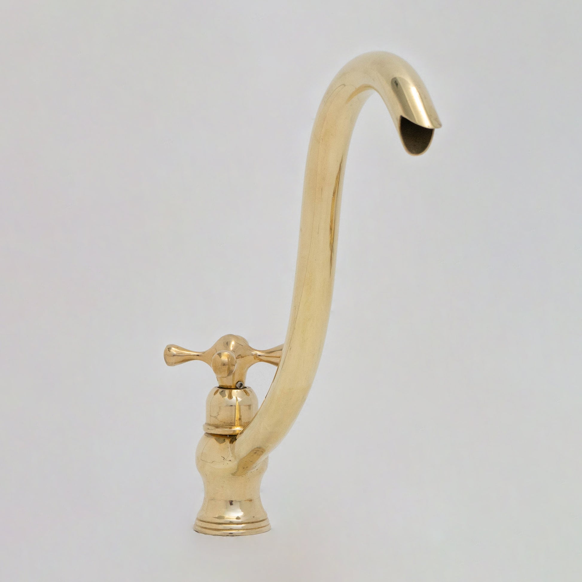 Solid Brass Cold Water Tap, Unlacquered Brass Faucet With Traditional Cross Handles