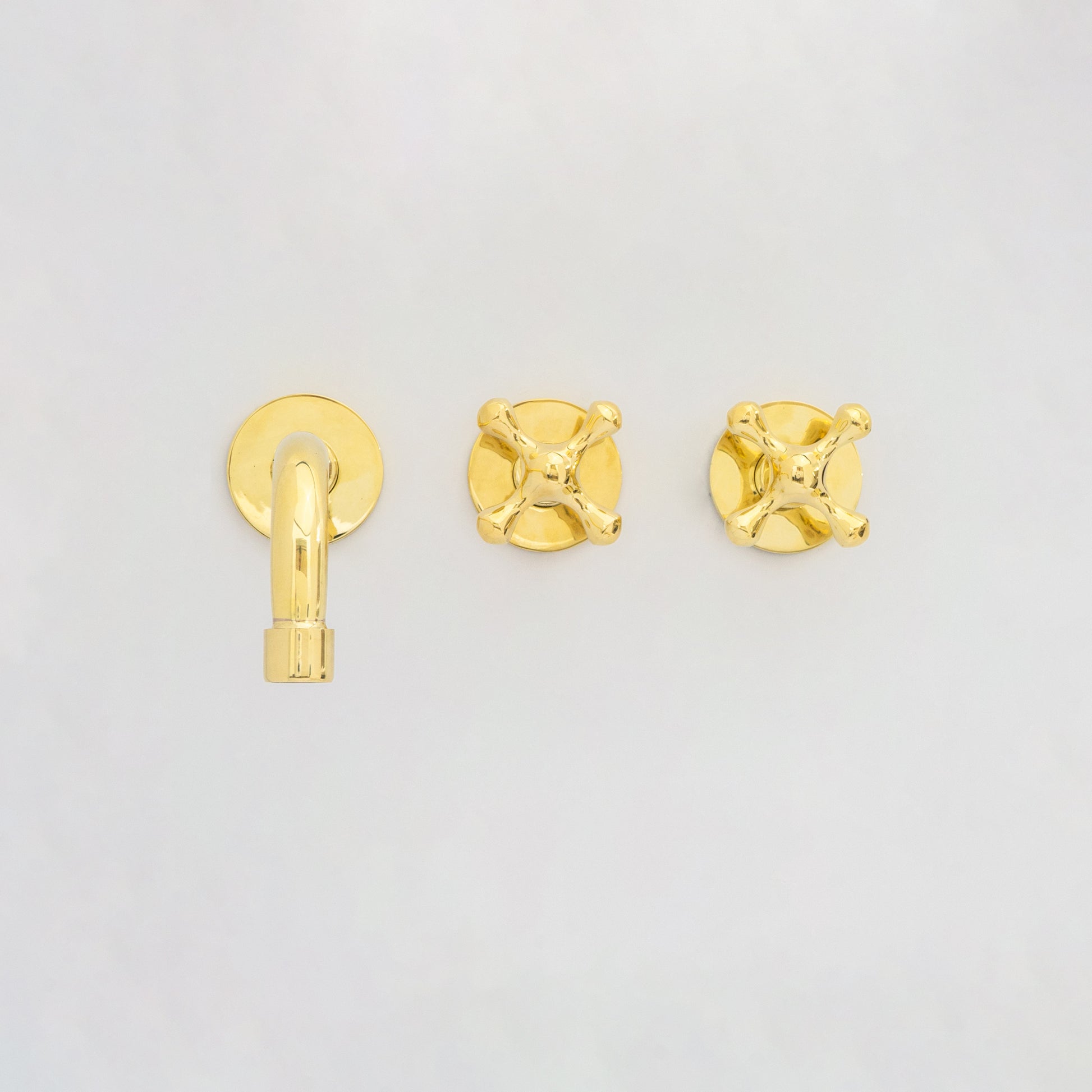 Unlacquered Brass Wall Mount Bathroom Faucet, Solid Brass Concealed Wall Faucet