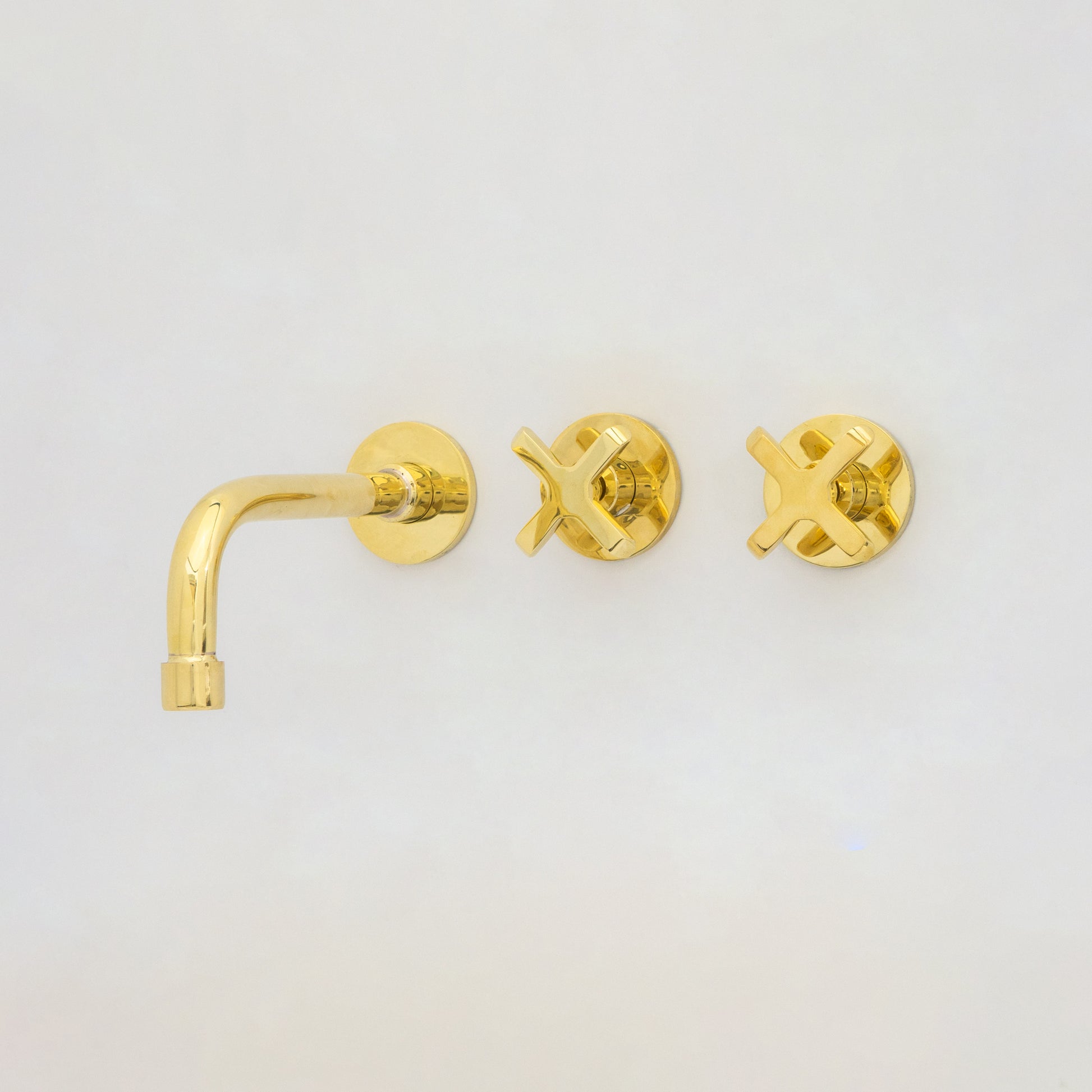Unlacquered Brass Wall Mount Bathroom Faucet, Solid Brass Concealed Wall Faucet
