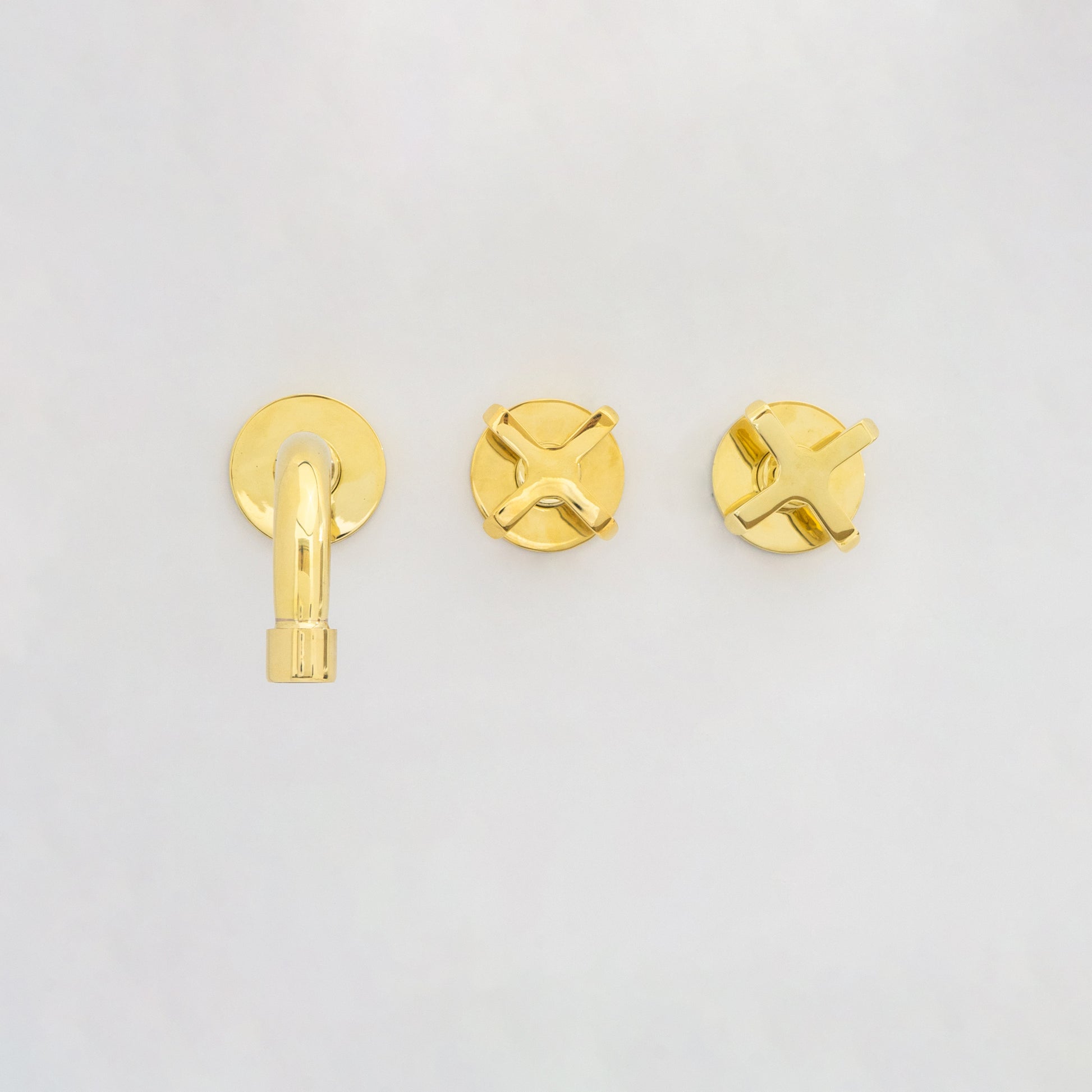 Unlacquered Brass Wall Mount Bathroom Faucet, Solid Brass Concealed Wall Faucet