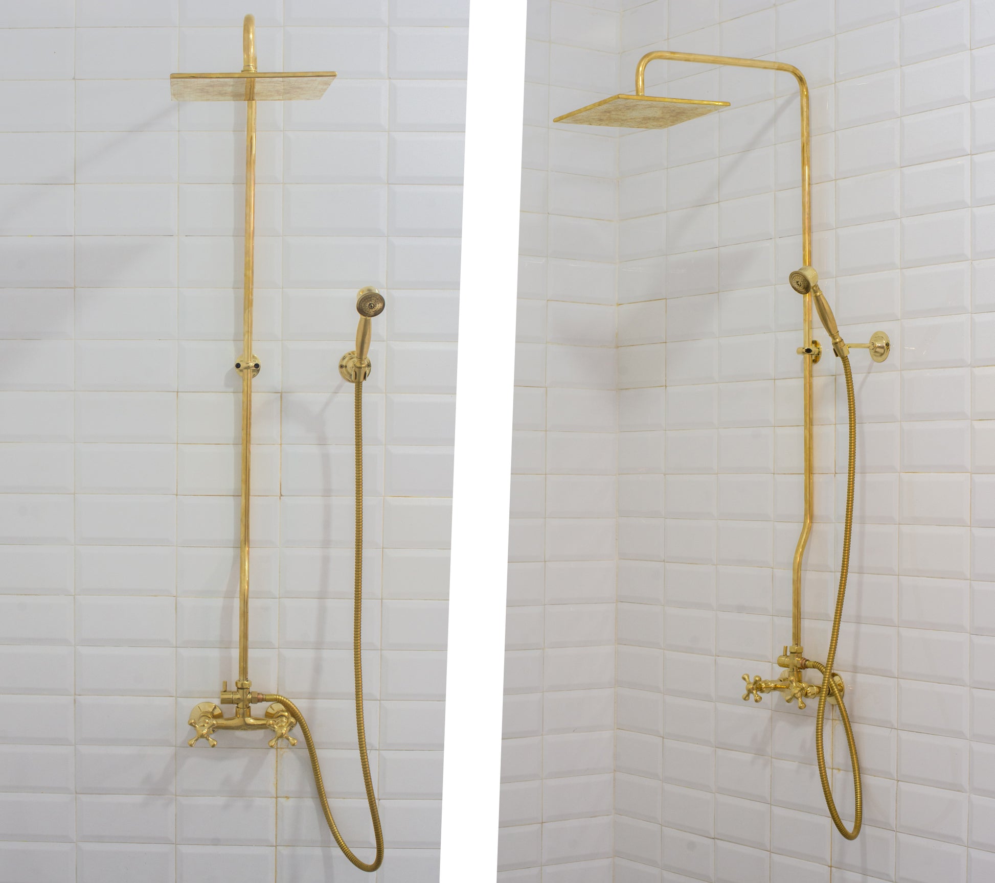 Heritage - Unlacquered Brass Exposed Shower System With Handheld