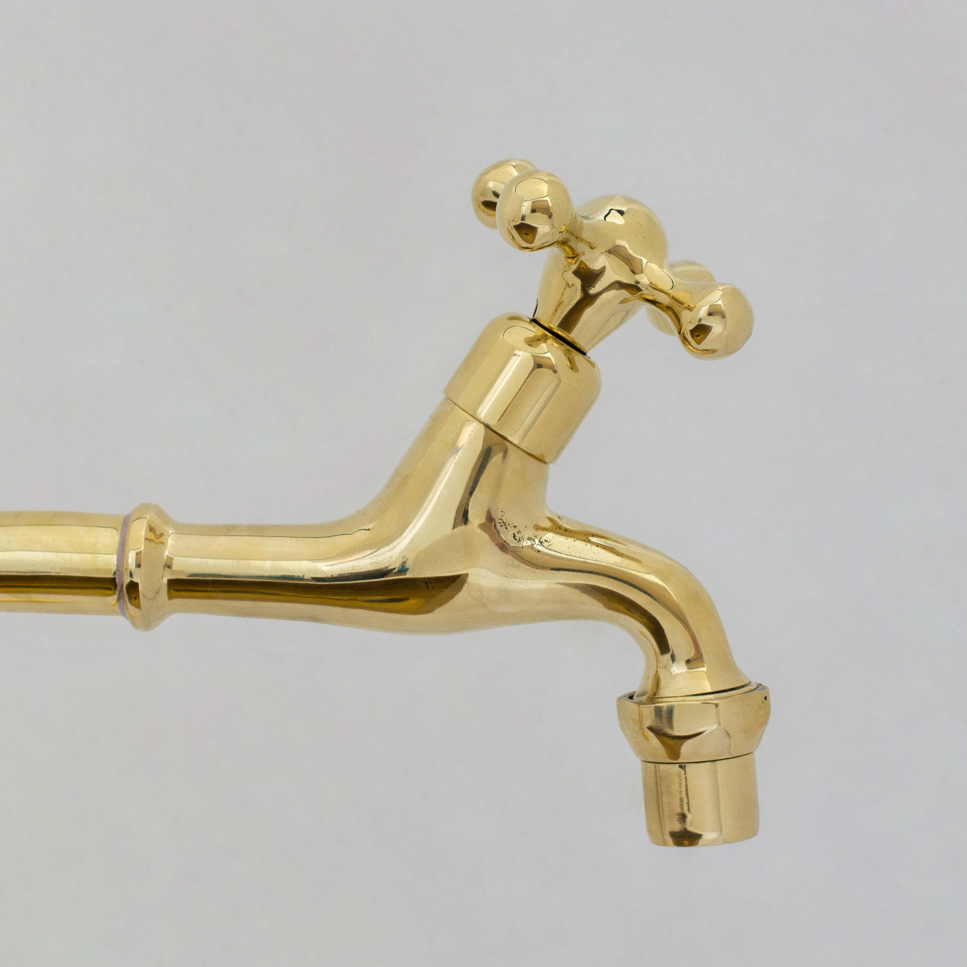 Solid Brass Kitchen Bib Taps, Deck Mount Pillar Taps, Kitchen Double Faucet Set, Hot and Cold Pillar Taps