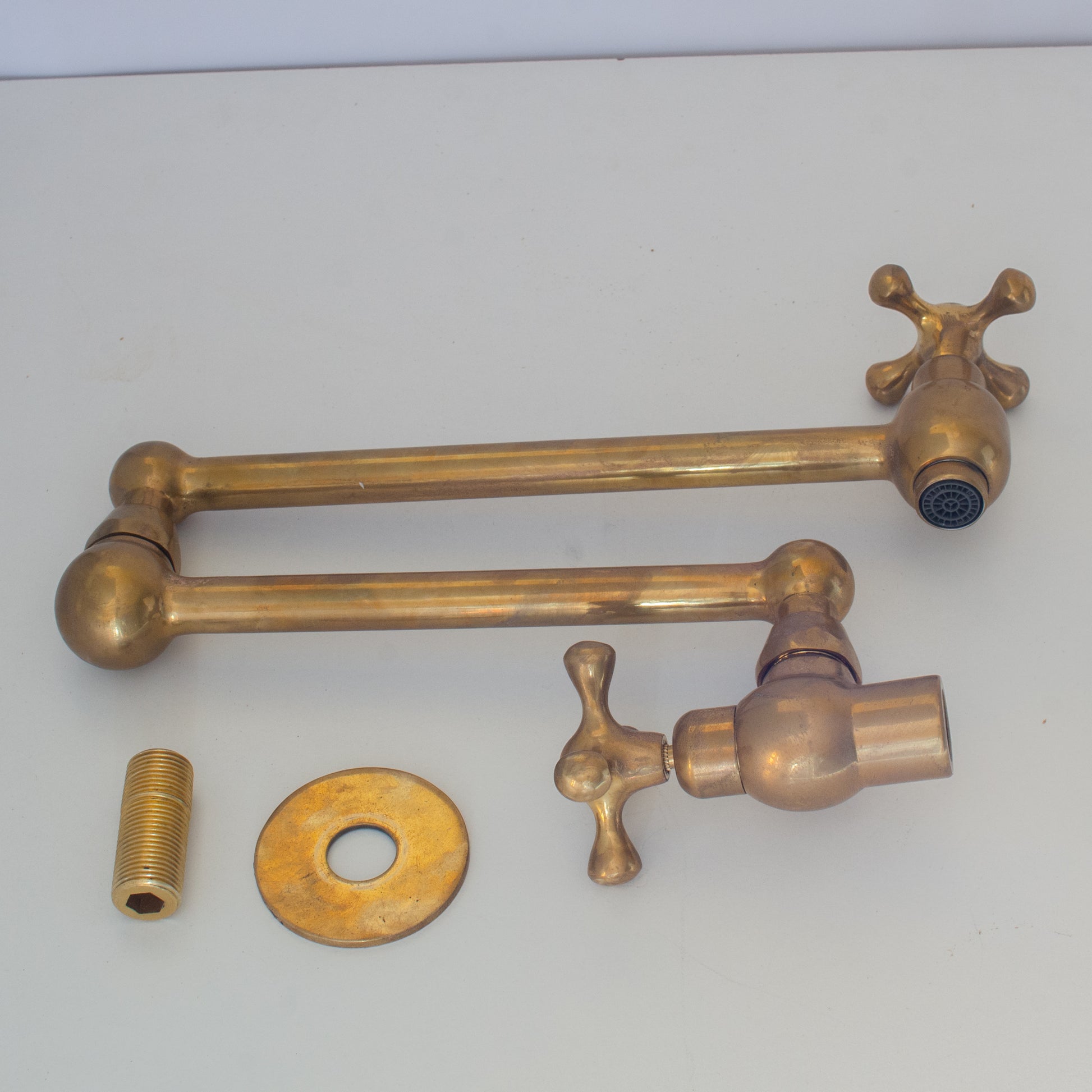 Unlacquered Brass Pot Filler, Kitchen Faucet, Aged Brass Faucet, Stove Faucet