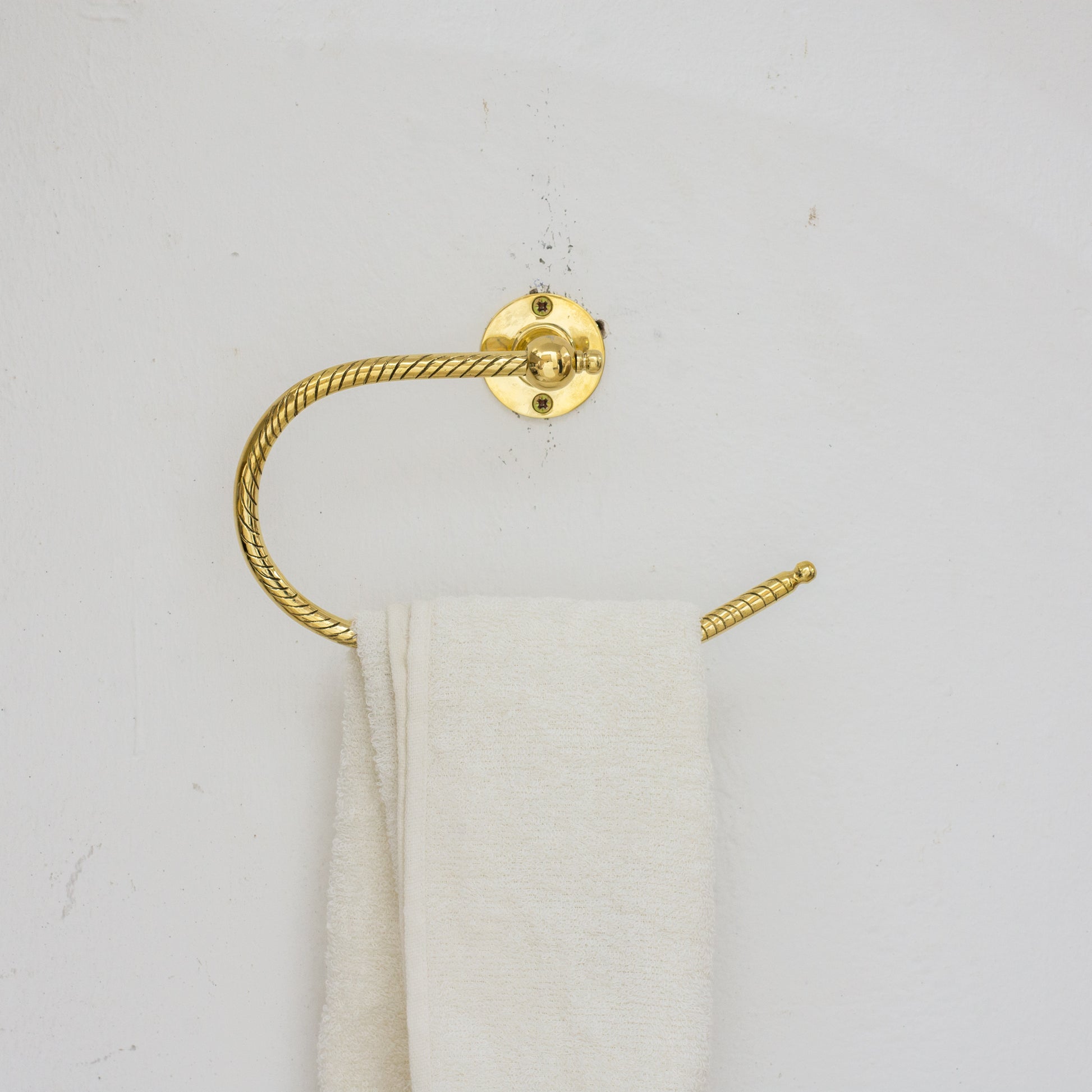 Unlacquered Brass Towel Holder, Towel Hanger, Wall Mount Towel Hook, Hand Engraved Finish