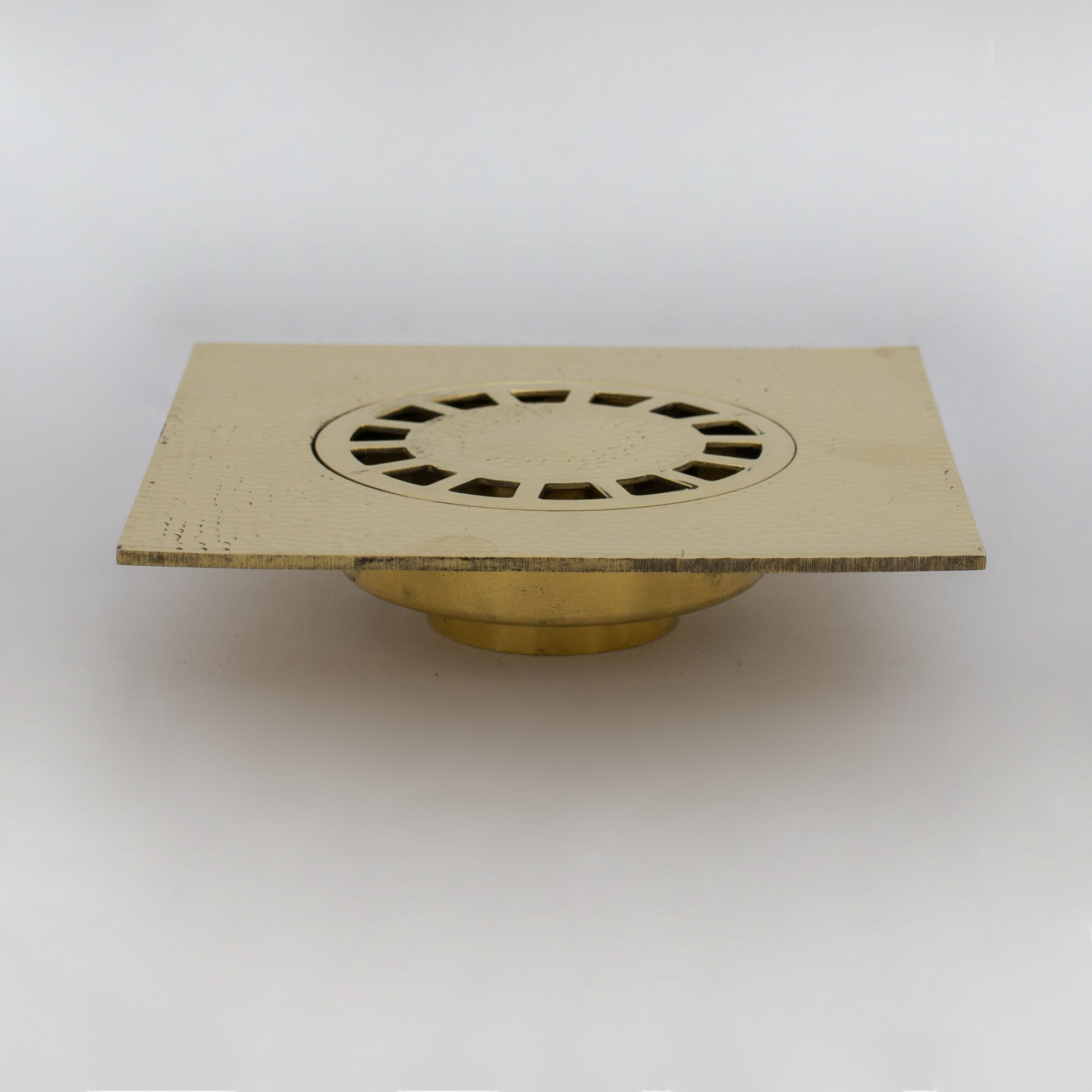 Solid Brass Floor Drain, Hammered Square Shower Drain
