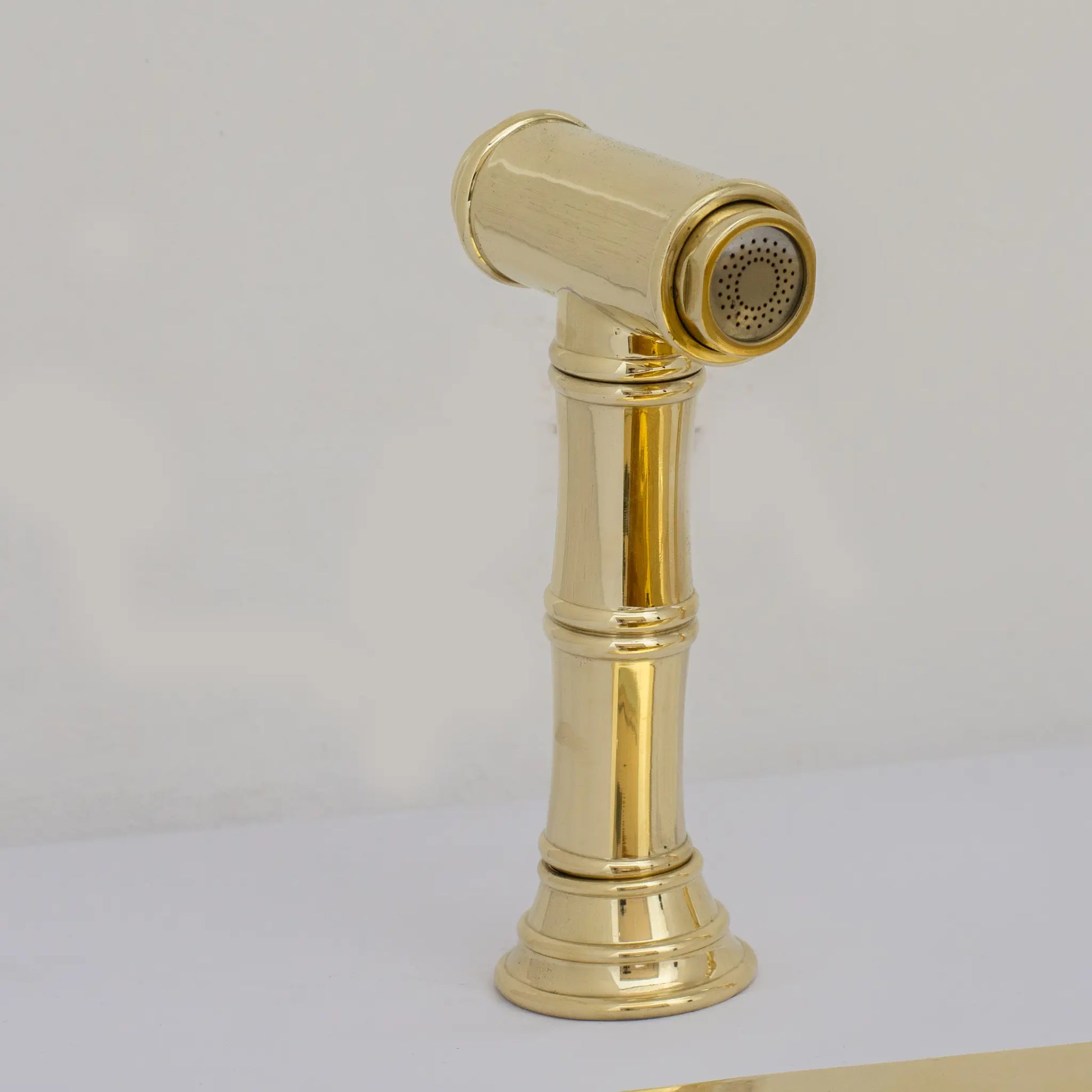 Unlacquered Brass Faucet, Kitchen Victorian Bridge Faucet with Sprayer, 3 Holes Faucet, Lever Handles