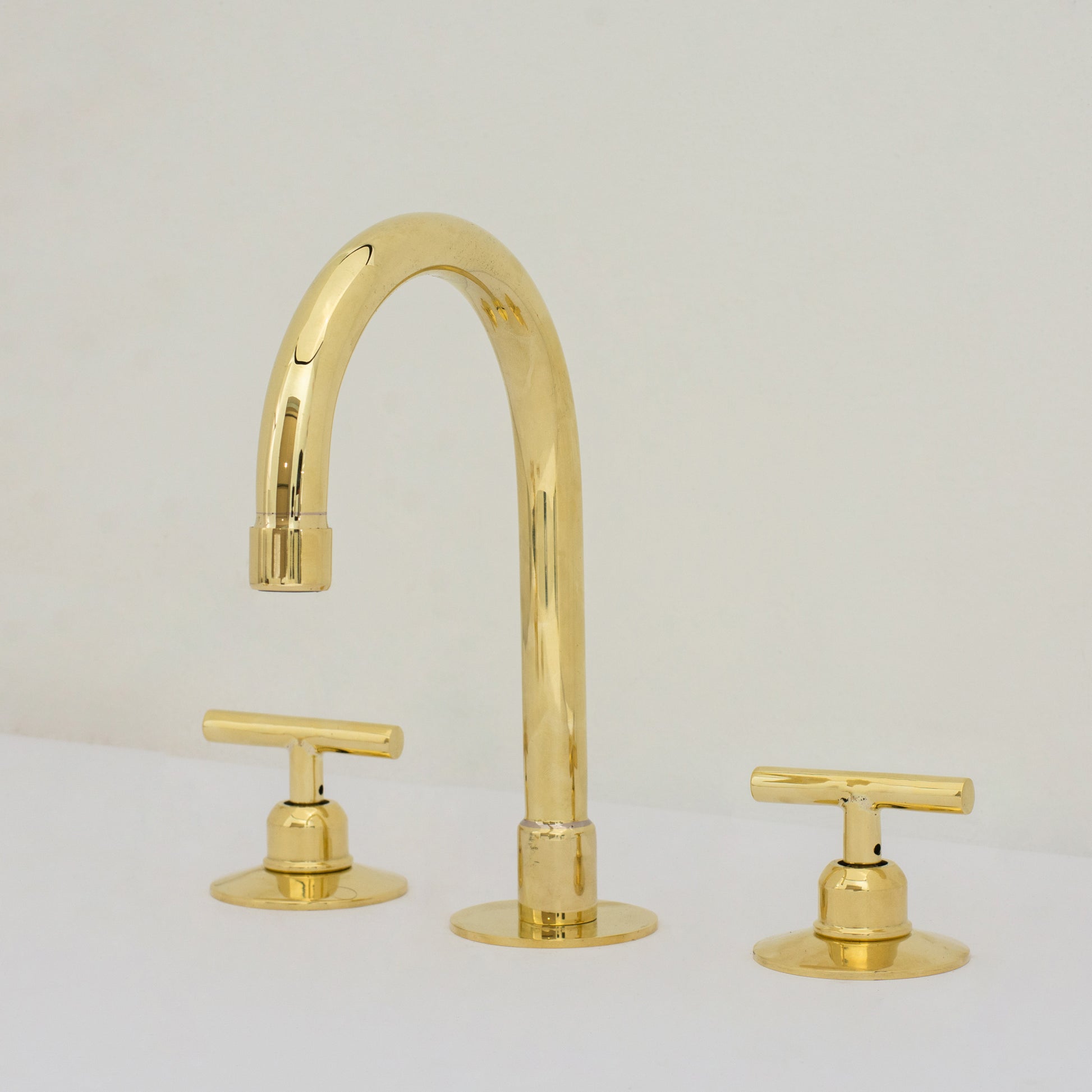 Deck Mounted Unlacquered Brass Faucet, Vanity Sink Faucet, Antique Brass Bathroom Faucet
