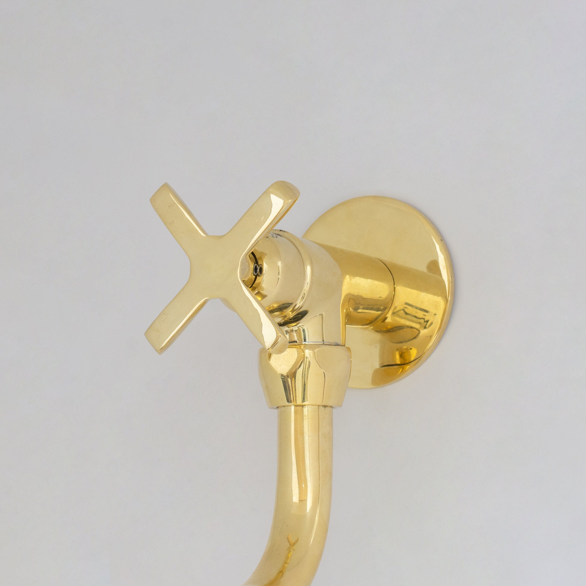 Unlacquered Brass Wall Mount Stove Faucet, Brass Pot Filler Faucet With Swiveling Neck