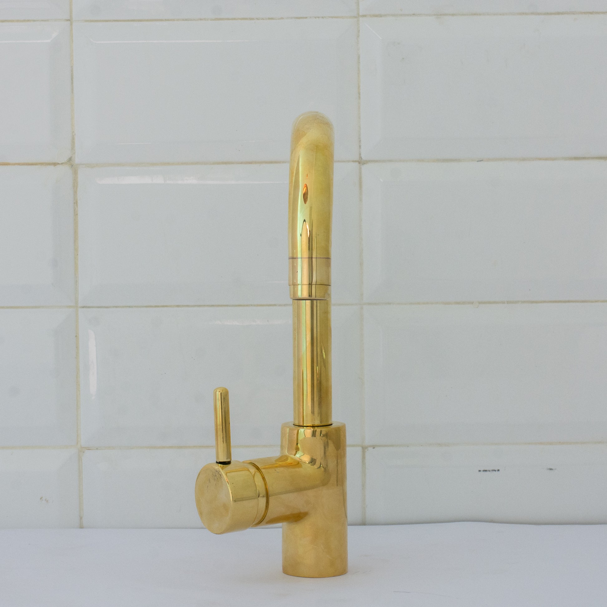Unlacquered Brass Mixer Faucet, Single Hole Faucet Lever Handle Tap, Compact Faucet For Bathroom, Brass Short Faucet