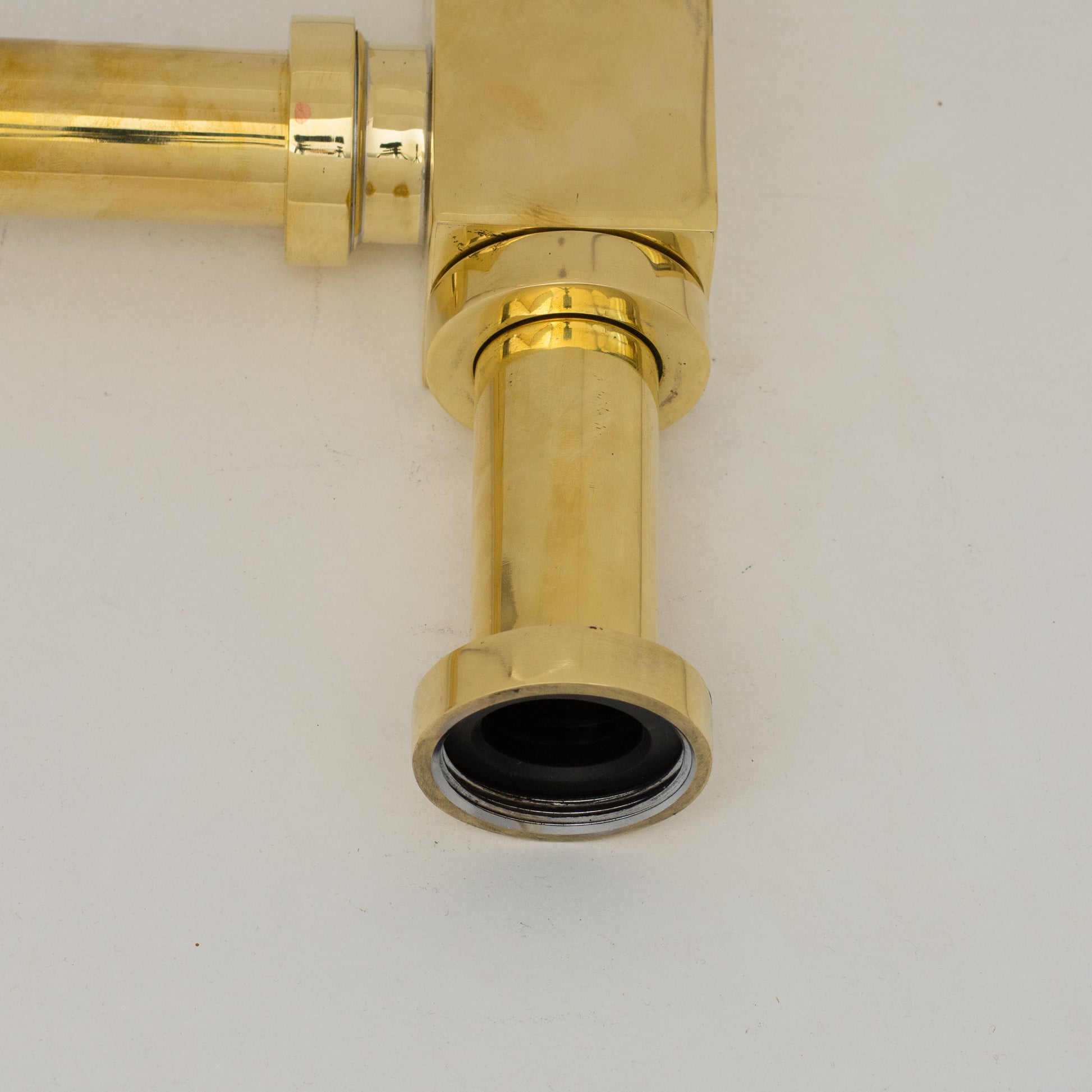 Solid Unlacquered Brass P-trap and Sink Stopper, Push Up Button, Pop Up Drain, Brass Water Trap