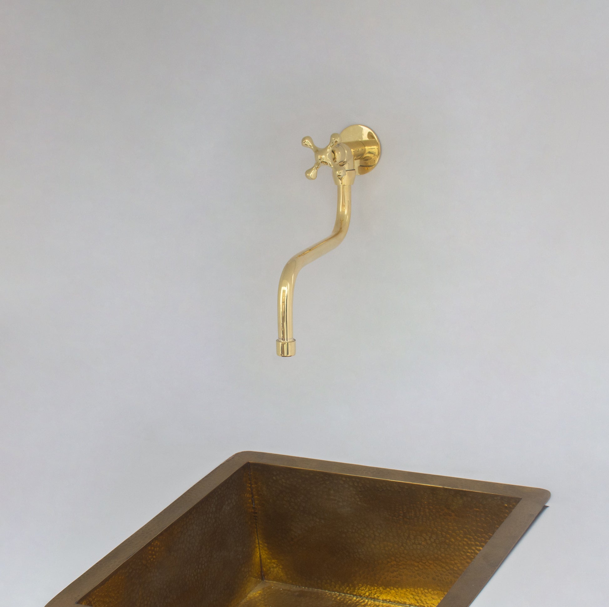 Unlacquered Brass Wall Mount Stove Faucet, Brass Pot Filler Faucet With Swiveling Neck