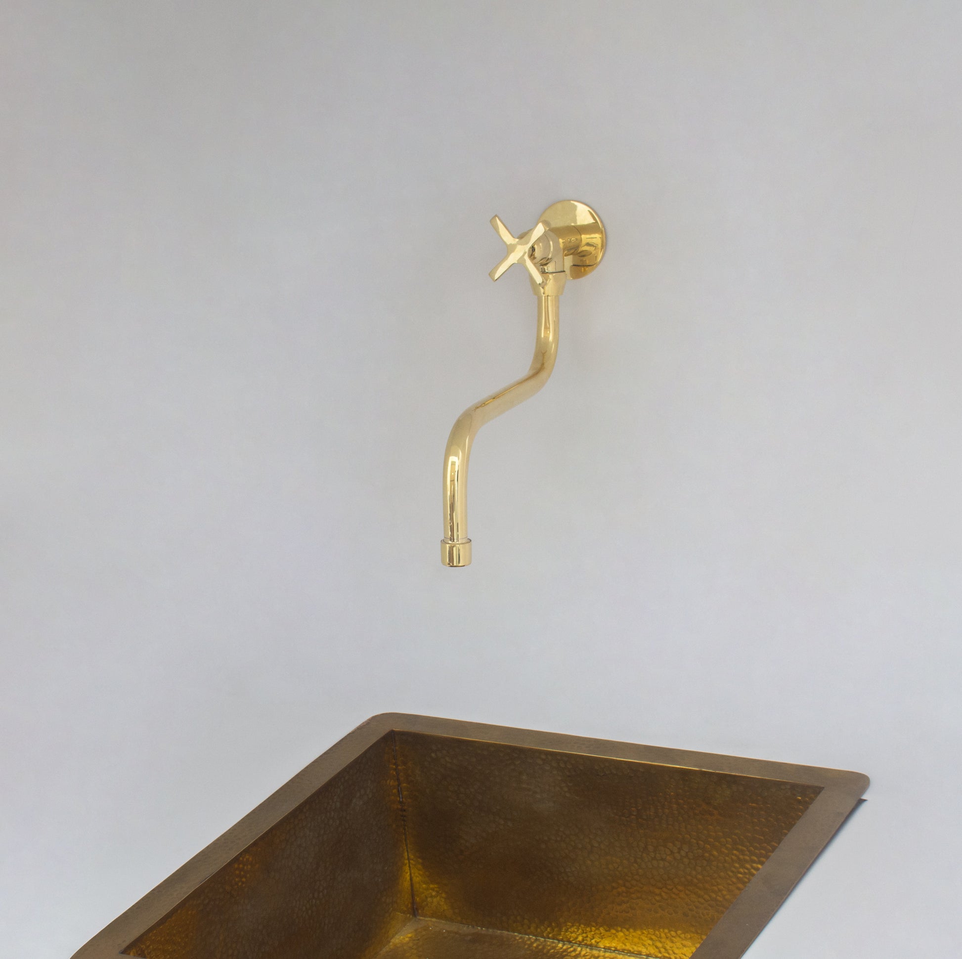 Unlacquered Brass Wall Mount Stove Faucet, Brass Pot Filler Faucet With Swiveling Neck