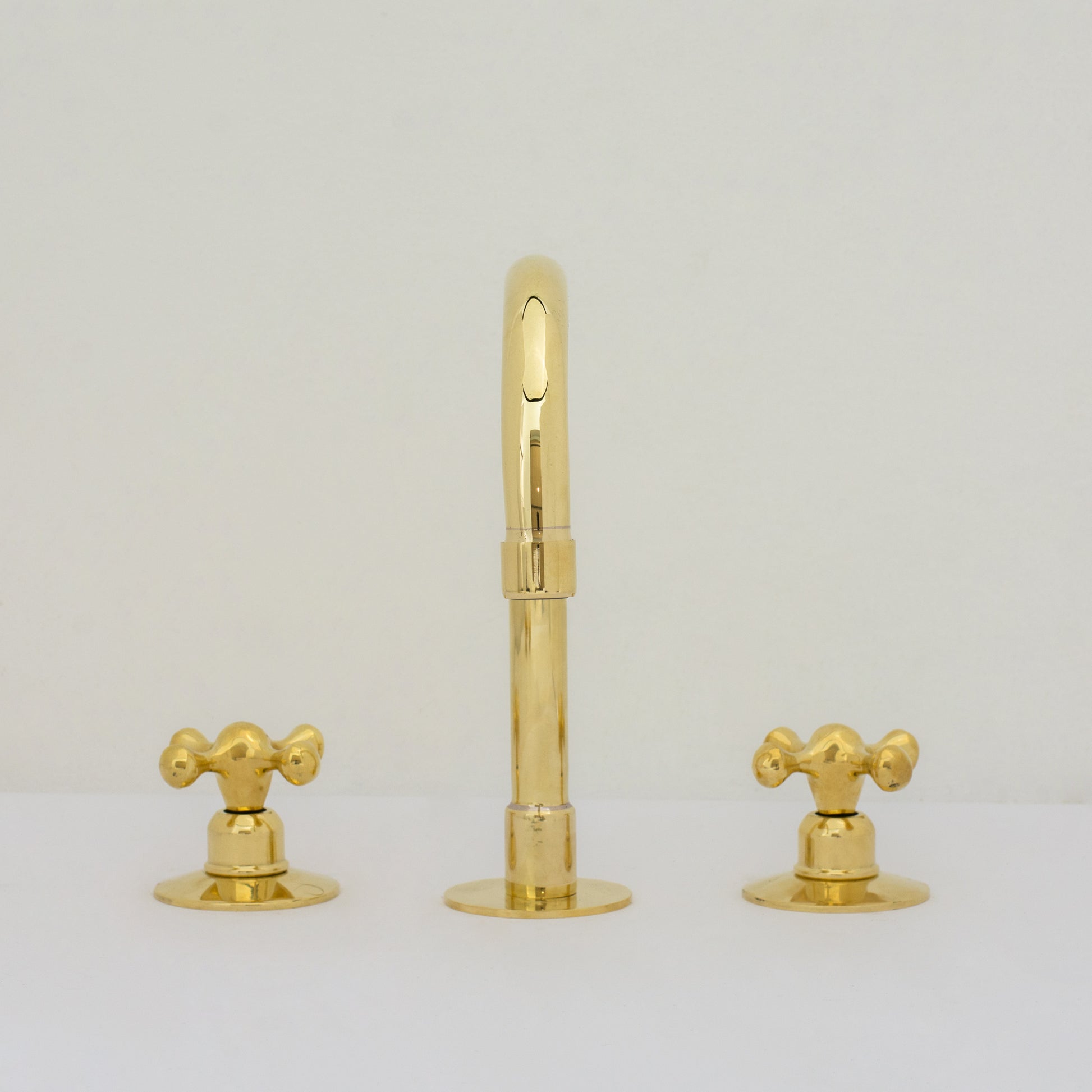 Deck Mounted Unlacquered Brass Faucet, Vanity Sink Faucet, Antique Brass Bathroom Faucet