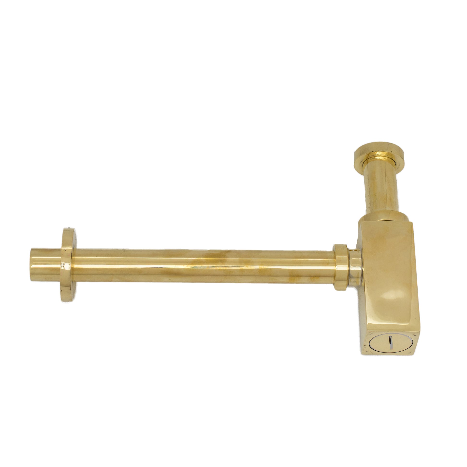 Solid Unlacquered Brass P-trap and Sink Stopper, Push Up Button, Pop Up Drain, Brass Water Trap