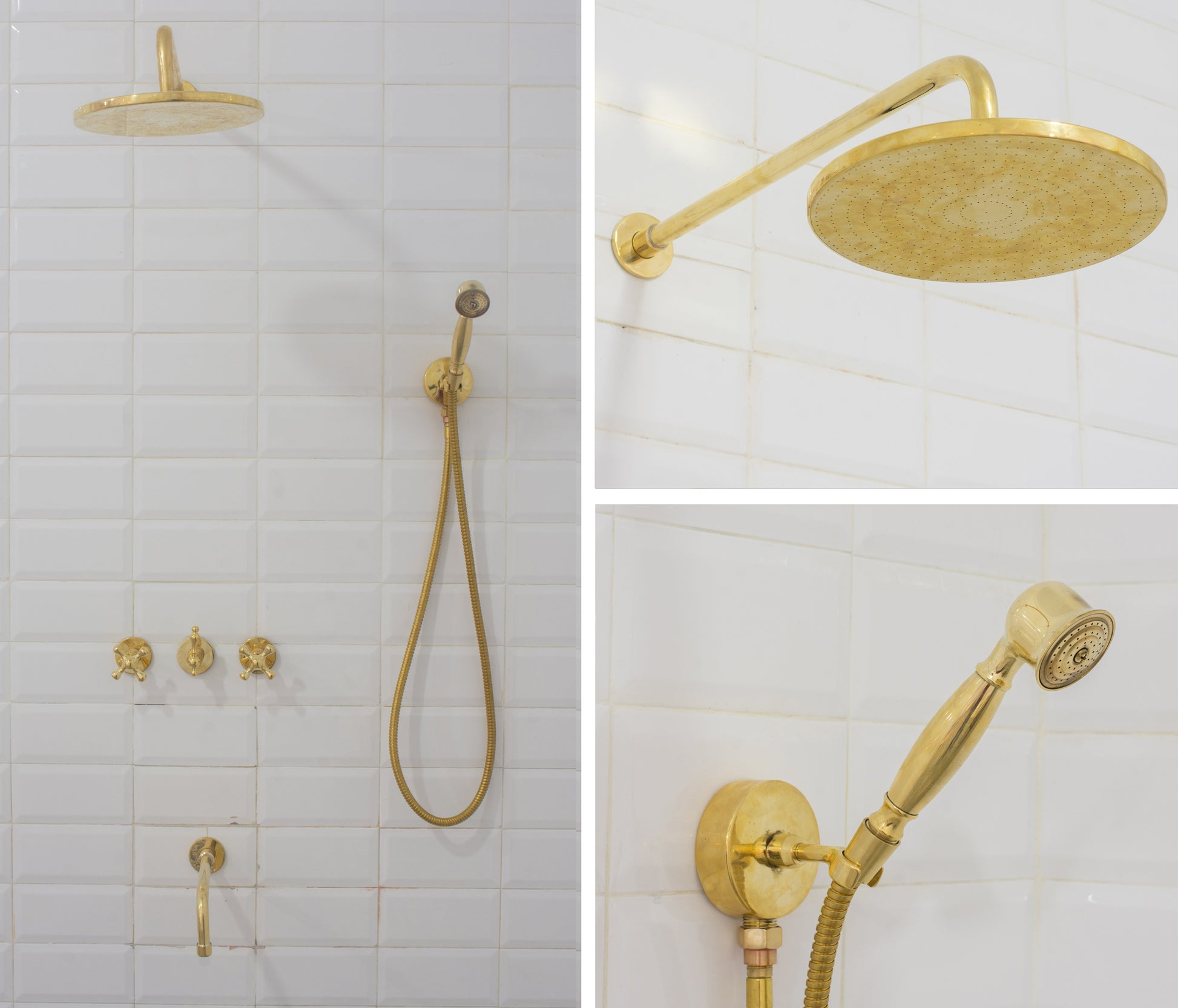 Unlacquered Brass Shower | Rain Shower Set | 3 Options