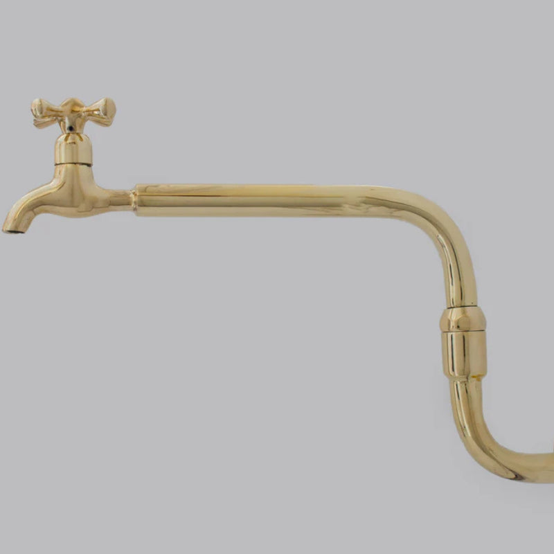 Unlacquered Brass Pot Filler, Vintage Traditional Kitchen Faucet, Swiveling