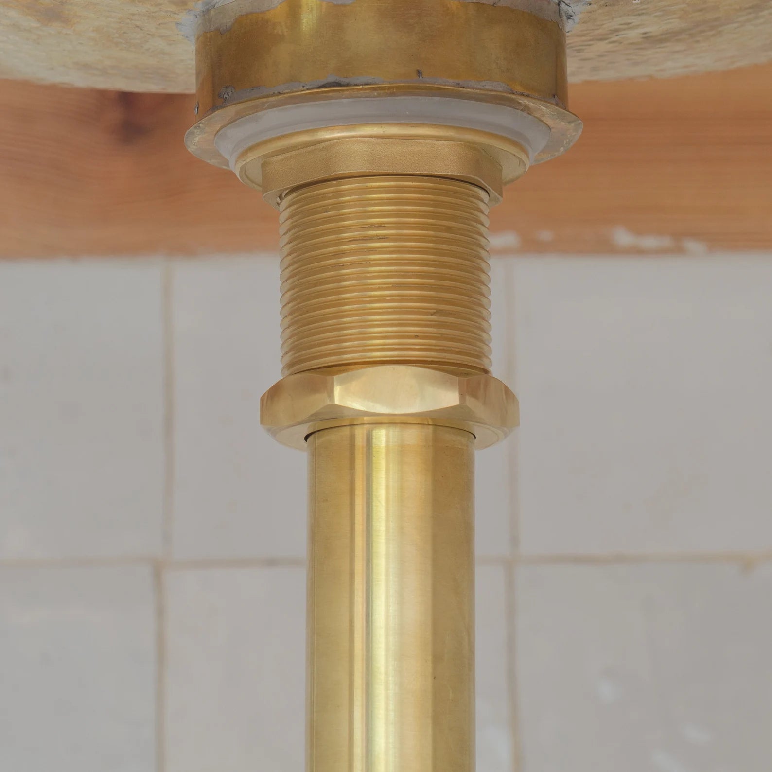 Solid Unlacquered Brass P-trap and Sink Stopper, Push Up Button, Pop Up Drain, Brass Water Trap
