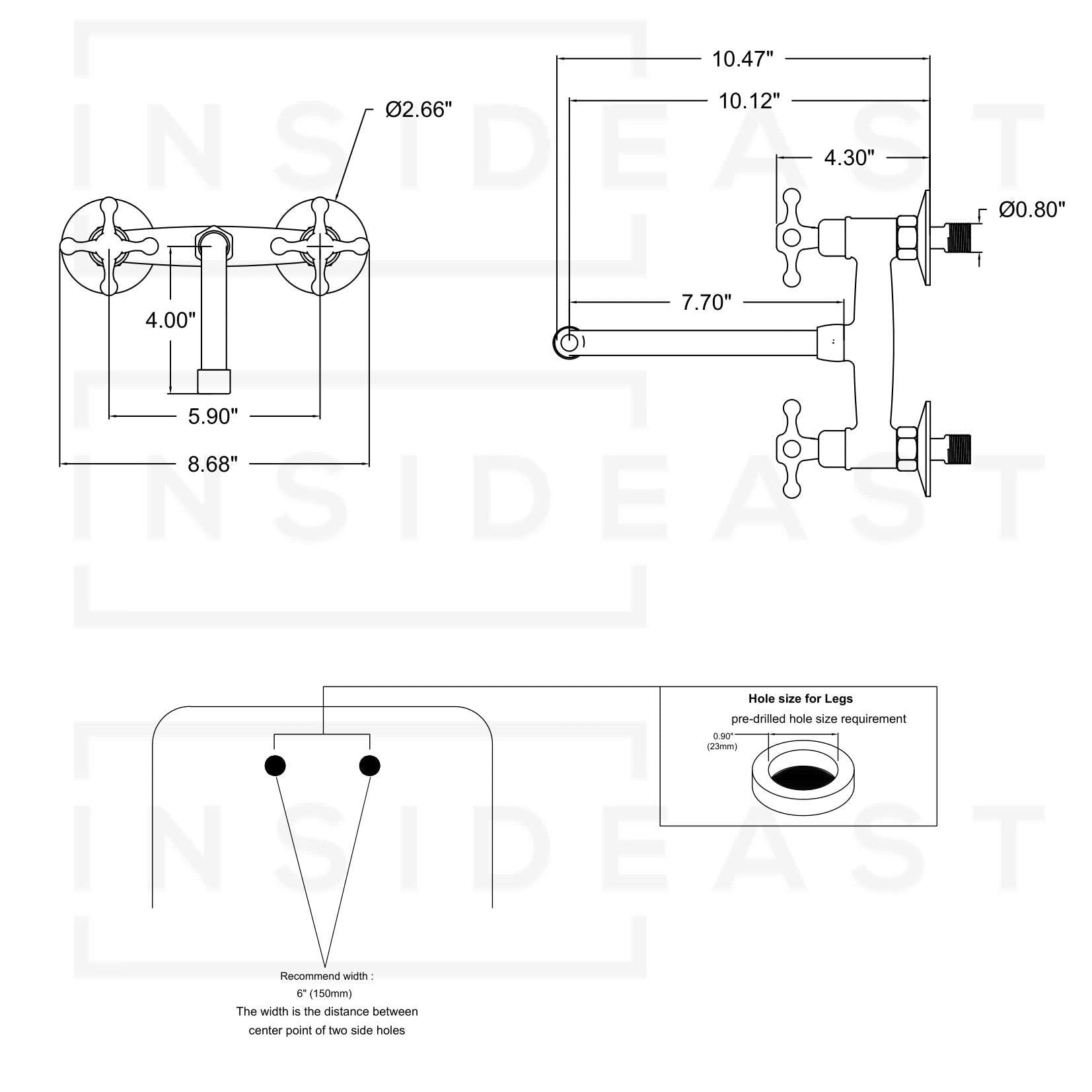 Unlacquered Brass Wall Faucet | Wall-Mounted Bridge Faucet