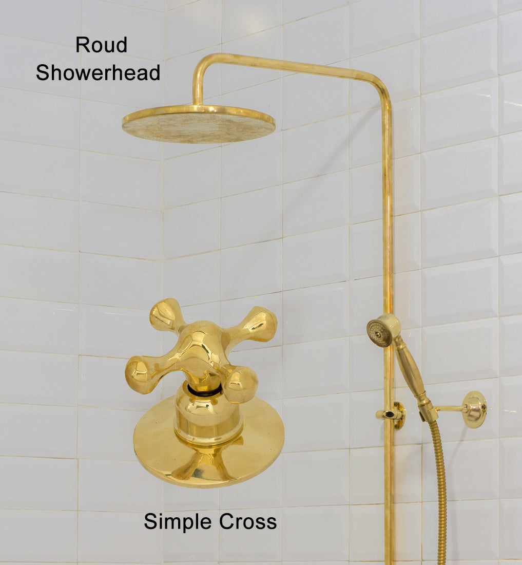 Heritage - Unlacquered Brass Exposed Shower System With Handheld