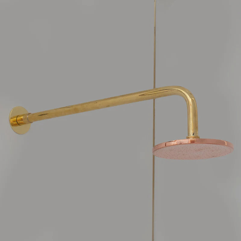 Solid Copper Rain Shower Head, Flat Round Handcrafted Vintage Showerhead, Works Outdoor
