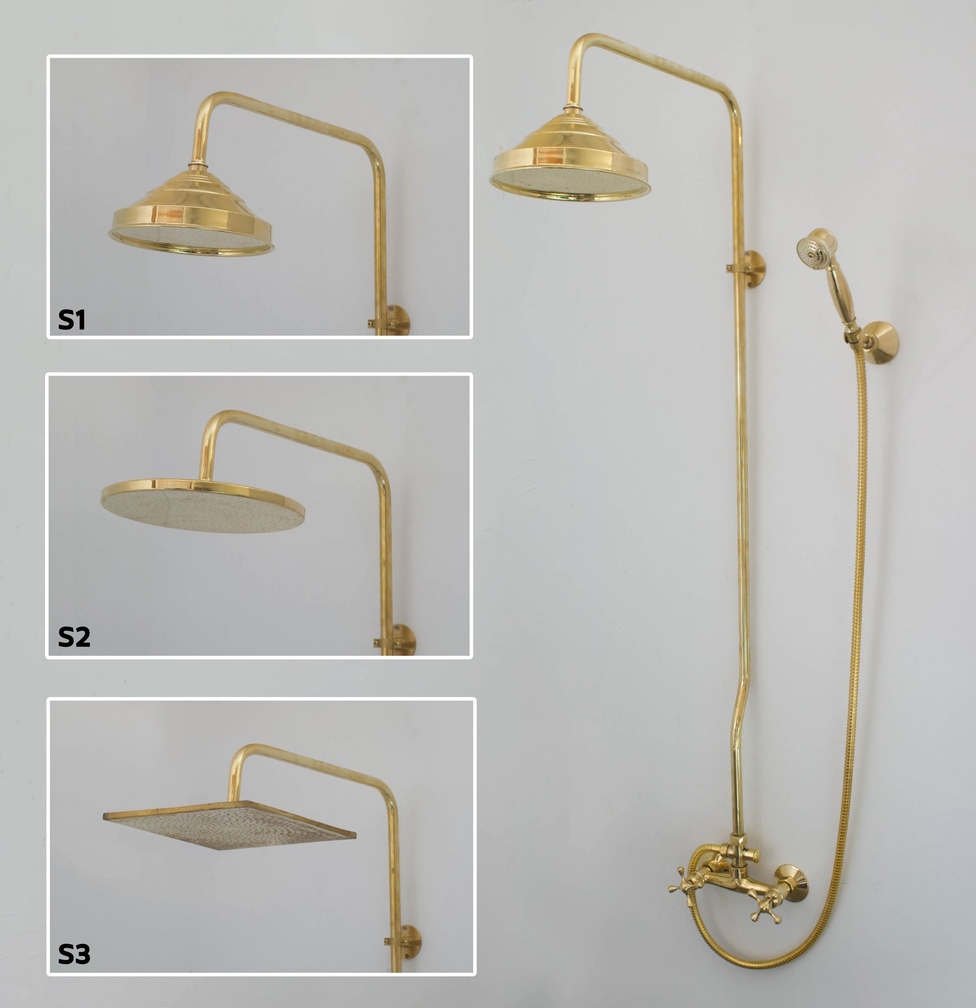 Heritage - Unlacquered Brass Exposed Shower System With Handheld