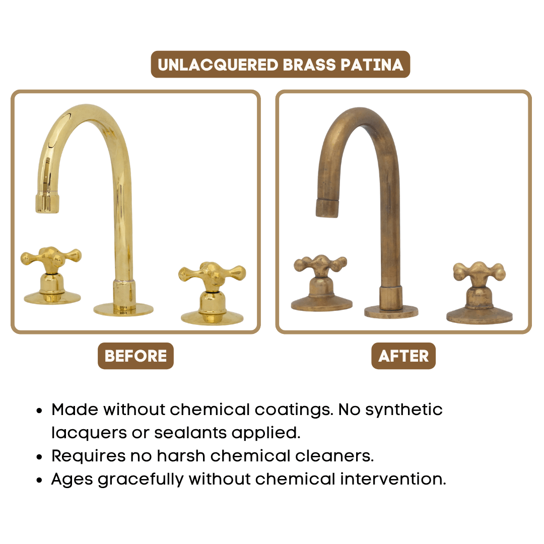 Deck Mounted Unlacquered Brass Faucet, Vanity Sink Faucet, Antique Brass Bathroom Faucet - Insideast