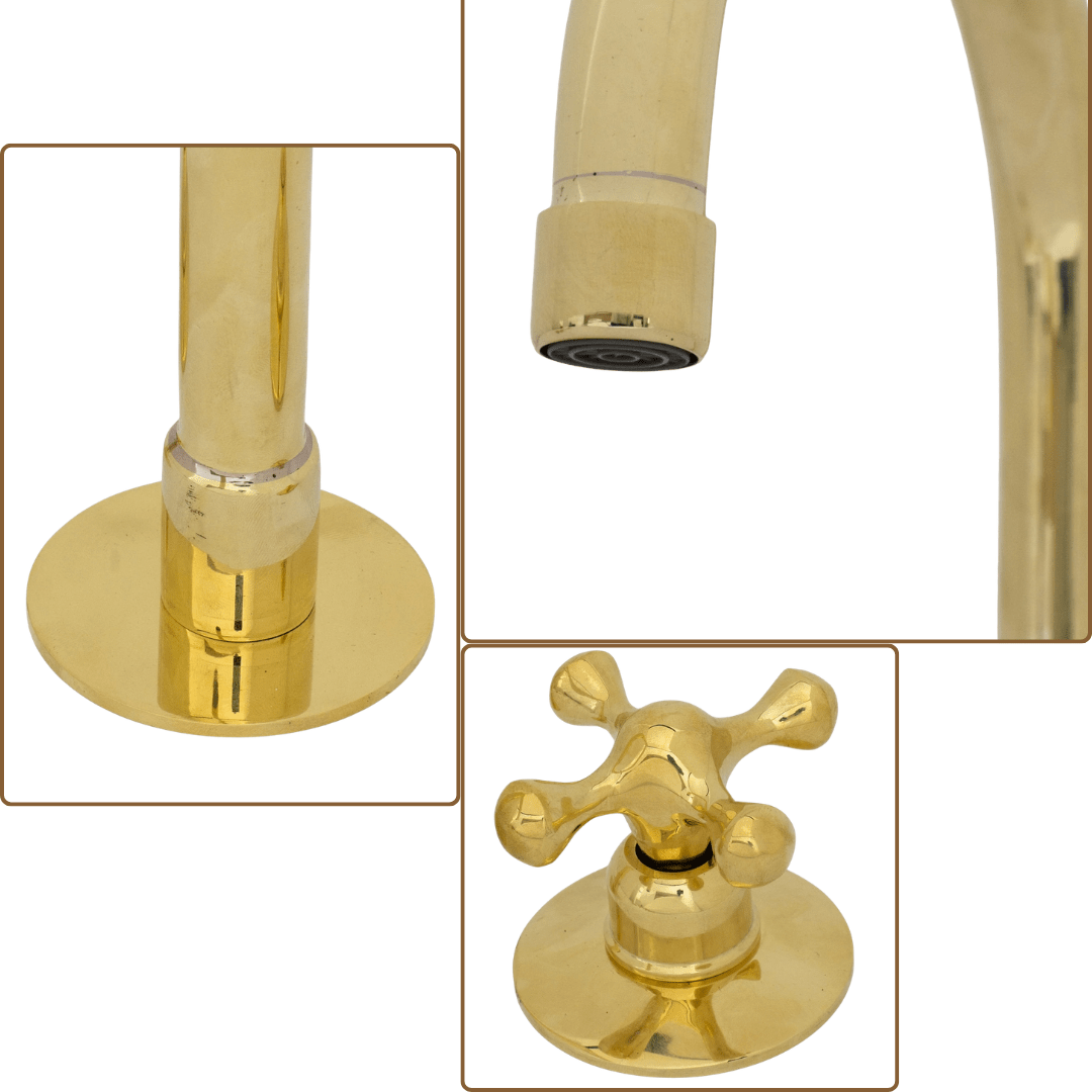 Deck Mounted Unlacquered Brass Faucet, Vanity Sink Faucet, Antique Brass Bathroom Faucet - Insideast