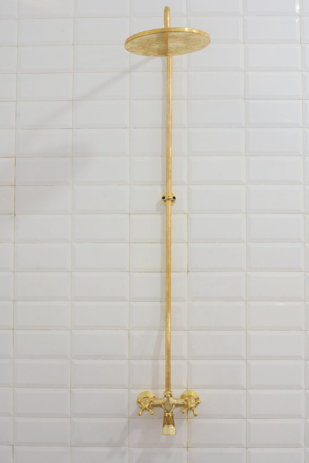 Solid Brass Shower System, Showerhead With Tub Filler, Rain Shower System, Exposed Pipe Tub Faucet