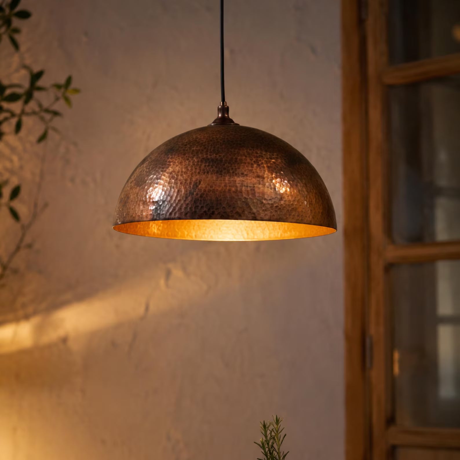 22" Oxidized Copper Dome Pendant Light, Kitchen Island Lighting