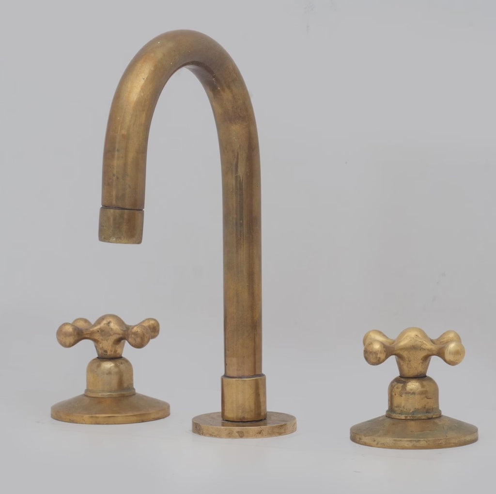 3 Hole Widespread Brass Bathroom Faucet - Unlacquered Brass Bathroom Faucet IBF07