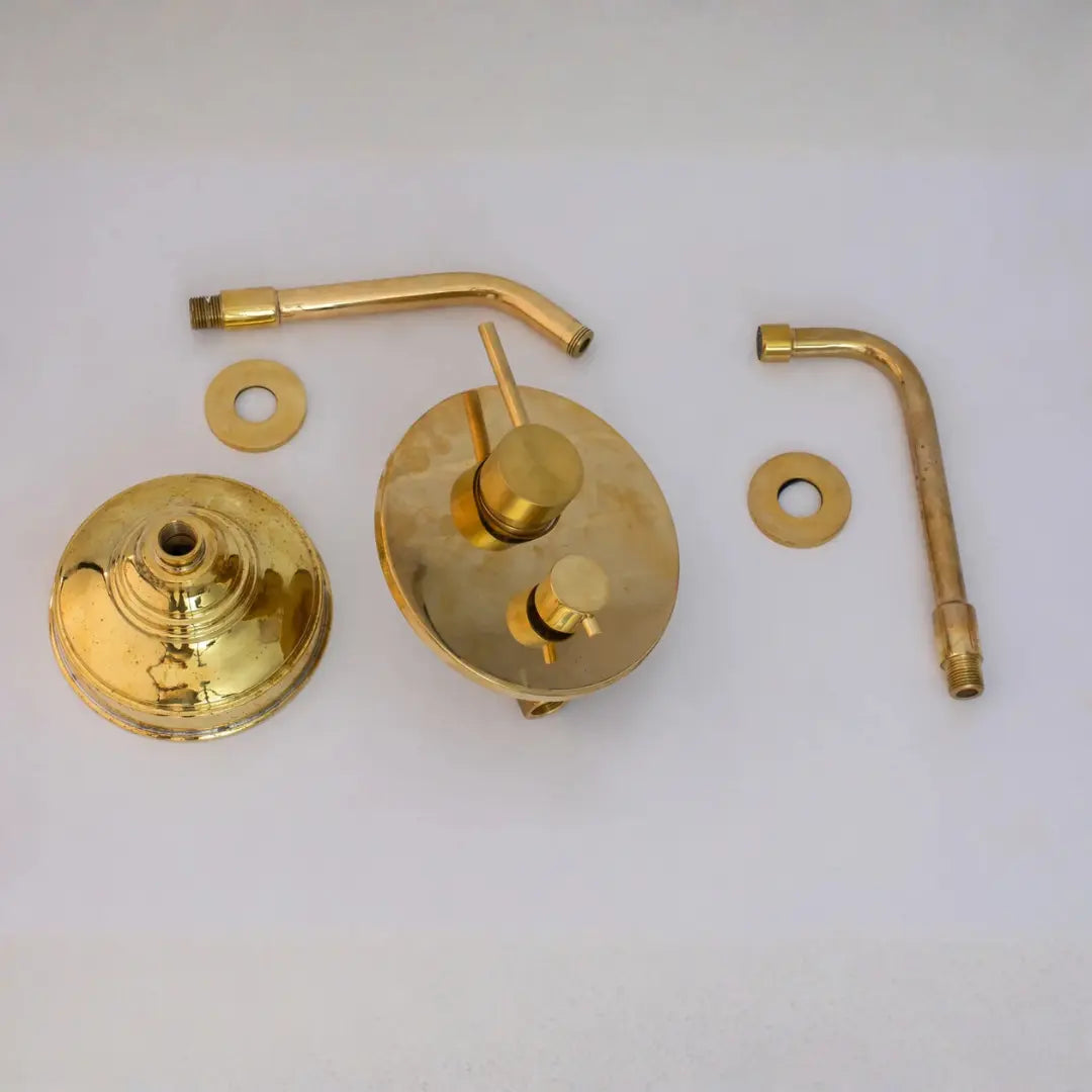 Solid Brass Angled Showerhead & Tub Filler | Concealed 2-Outlet Shower System