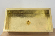 40" Hammered Unlacquered Brass Farmhouse Sink, Customizable Solid Brass Undermount Kitchen Sink, Single Basin Farmhouse Sink - Insideast