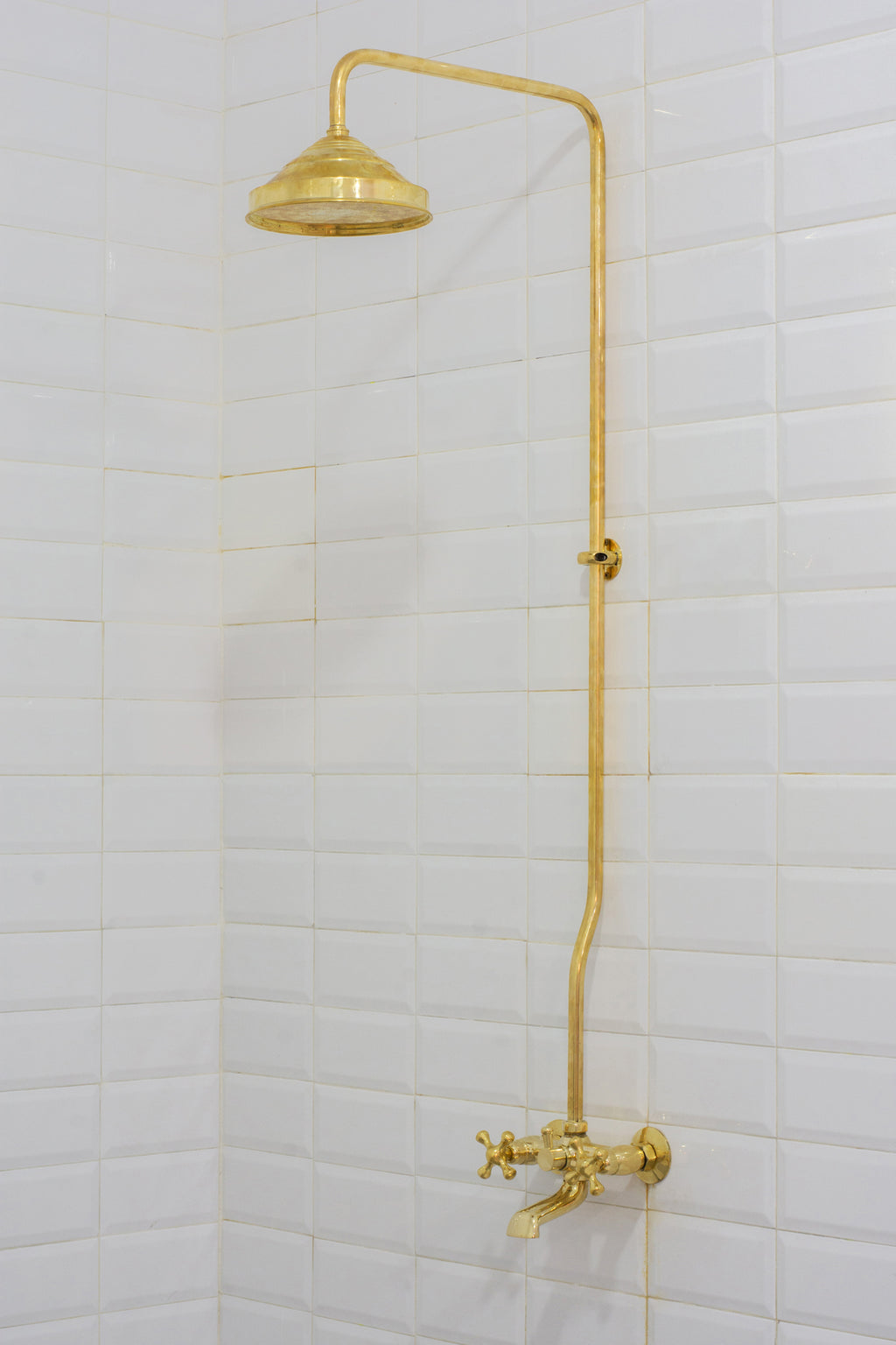 Solid Brass Shower System, Showerhead With Tub Filler, Rain Shower System, Exposed Pipe Tub Faucet