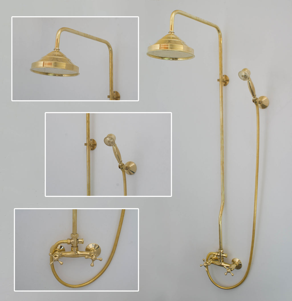 Heritage - Unlacquered Brass Exposed Shower System With Handheld