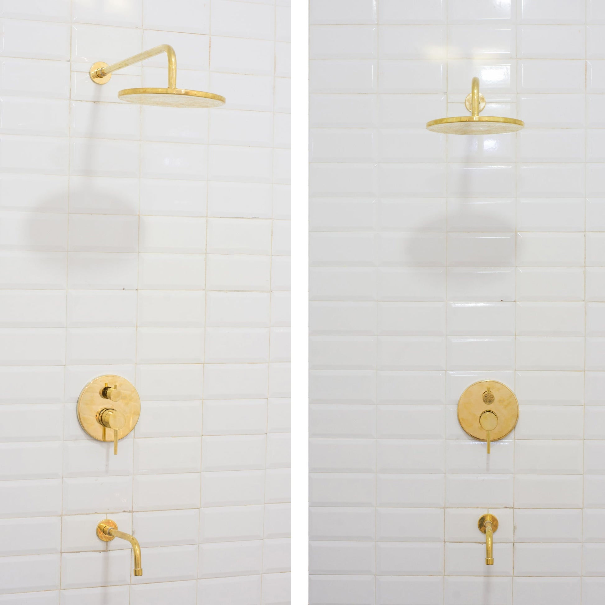 Built - in 2 outlet Brass Shower System - Head Shower System With Tub Filler - Insideast