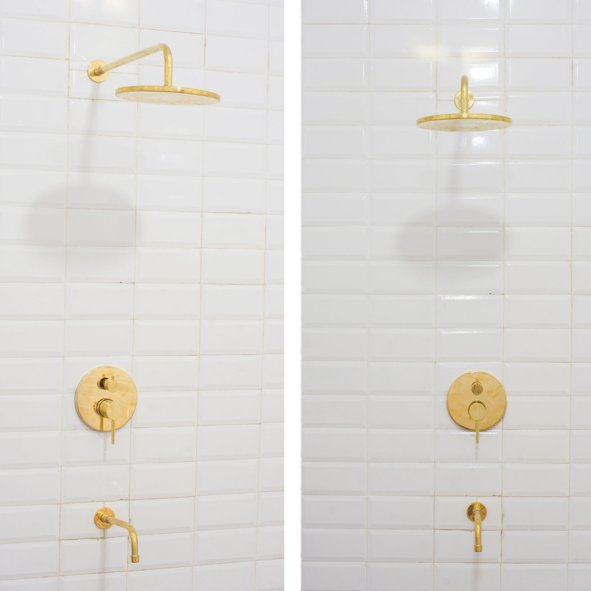 Built - in 2 outlet Brass Shower System - Head Shower System With Tub Filler - Insideast