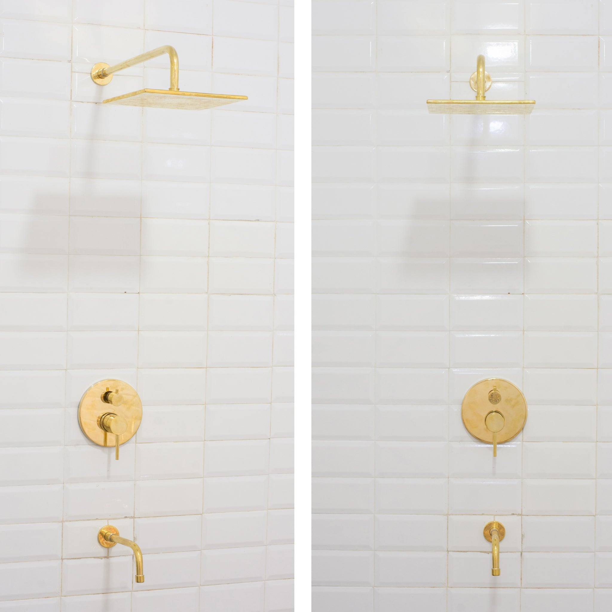 Built - in 2 outlet Brass Shower System - Head Shower System With Tub Filler - Insideast