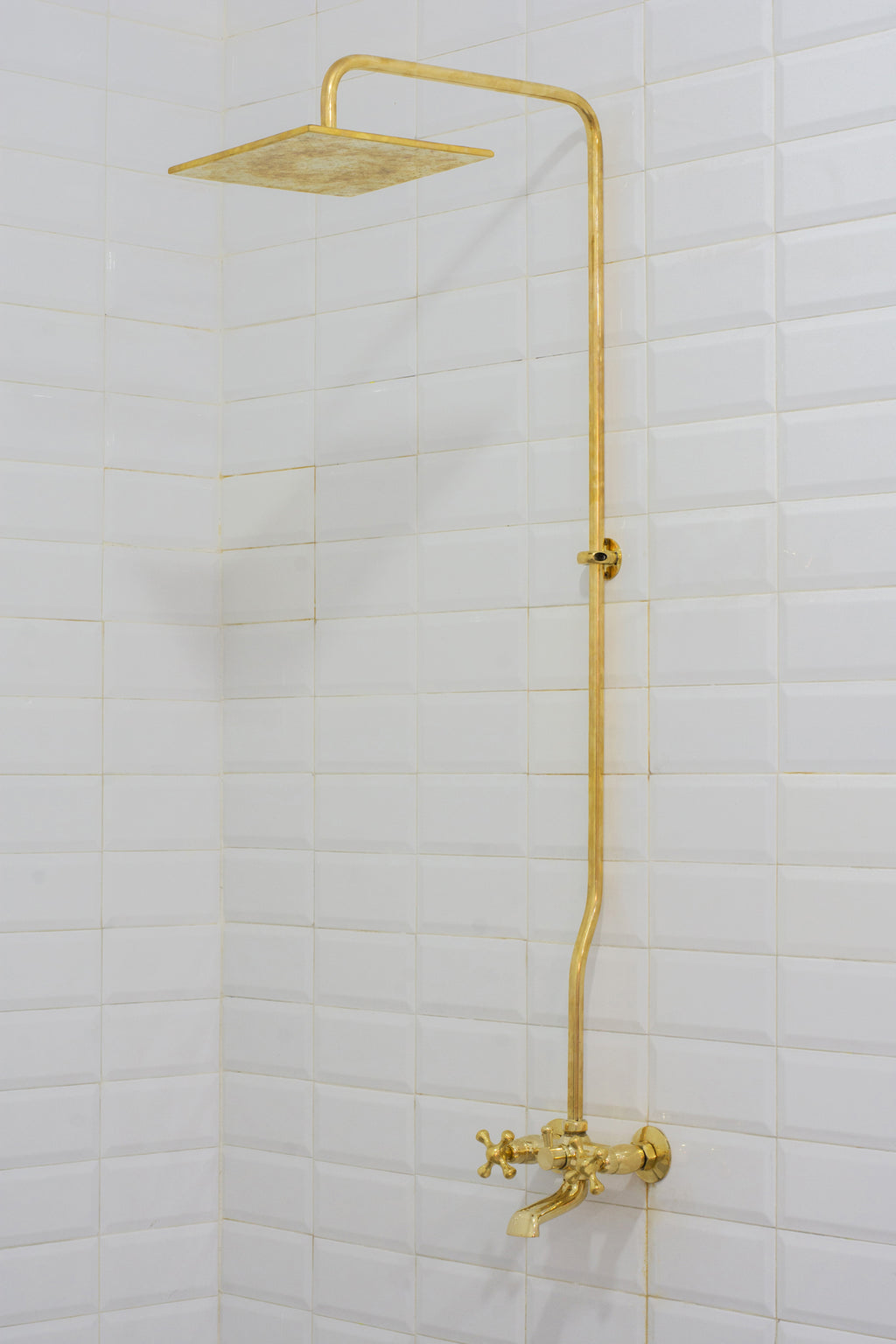 Solid Brass Shower System, Showerhead With Tub Filler, Rain Shower System, Exposed Pipe Tub Faucet