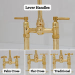 Load image into Gallery viewer, 8&quot; Unlacquered Brass Finish Kitchen Bridge Faucet, Ball Center with Straight Leg

