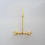 Load image into Gallery viewer, 8&quot; Unlacquered Brass Kitchen Wall Mount Faucet, Gooseneck Faucet
