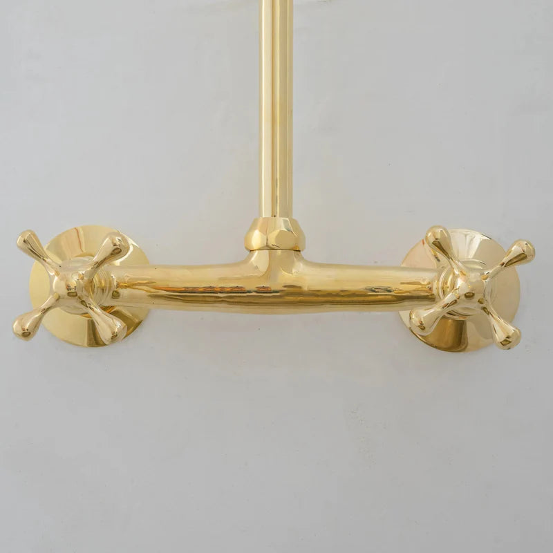 8″ Unlacquered Brass Kitchen Wall Mount Faucet, Gooseneck Faucet
