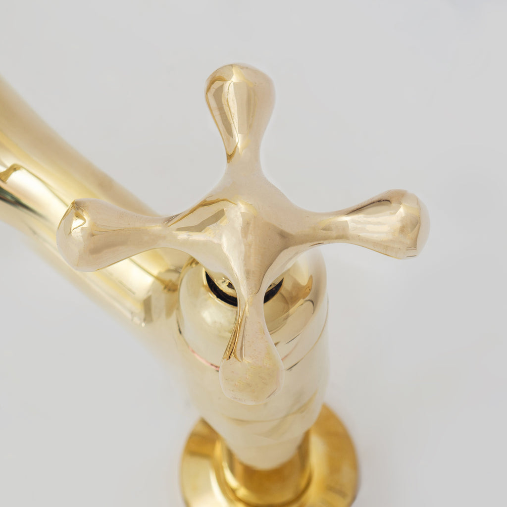 Unlacquered Brass Bridge Faucet 8" Widespread Kitchen Faucet