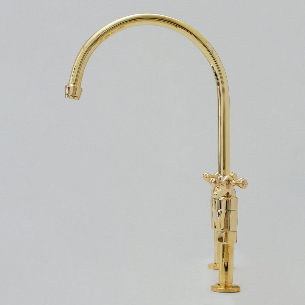 Unlacquered Brass Bridge Faucet 8" Widespread Kitchen Faucet