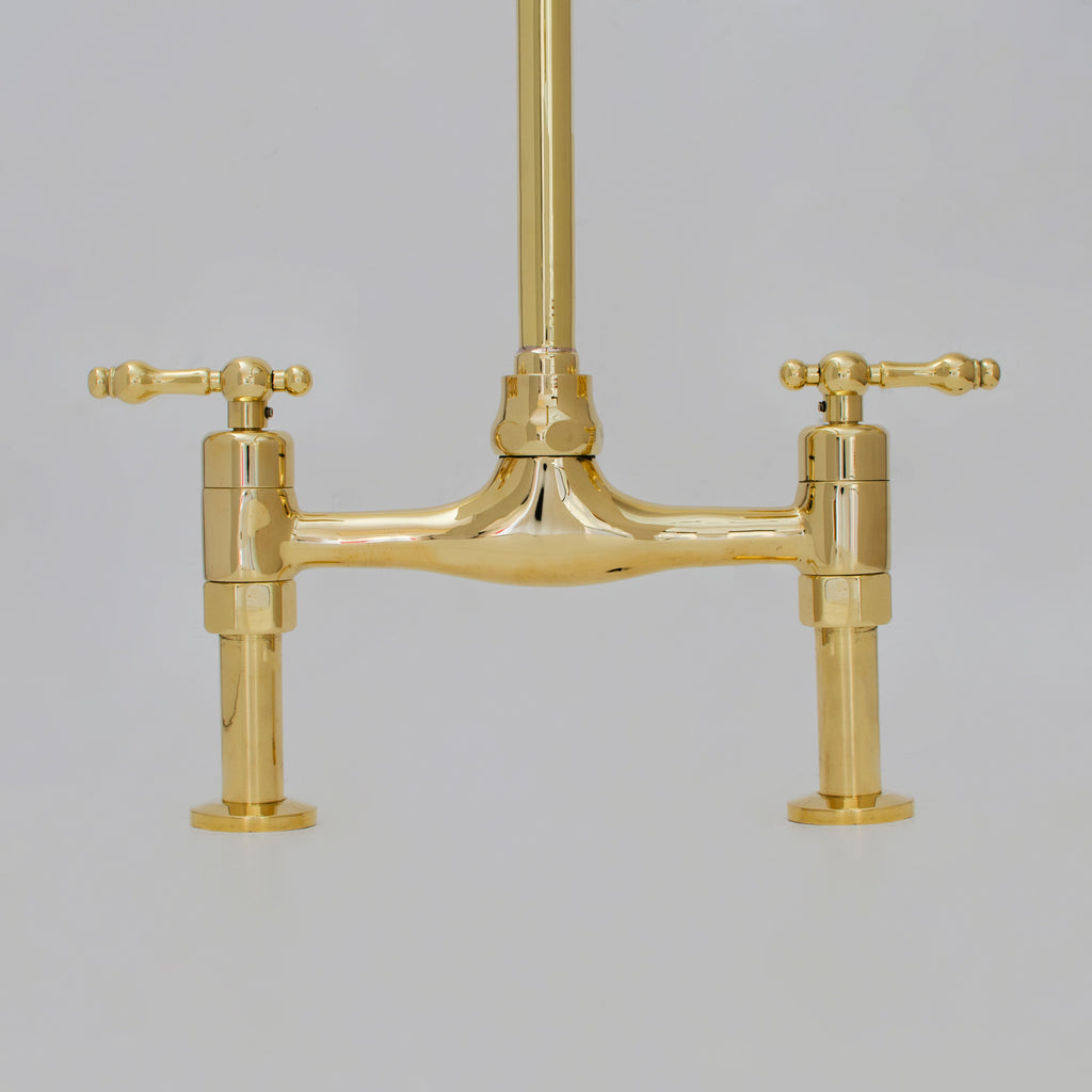 Unlacquered Brass Bridge Faucet 8" Widespread Kitchen Faucet