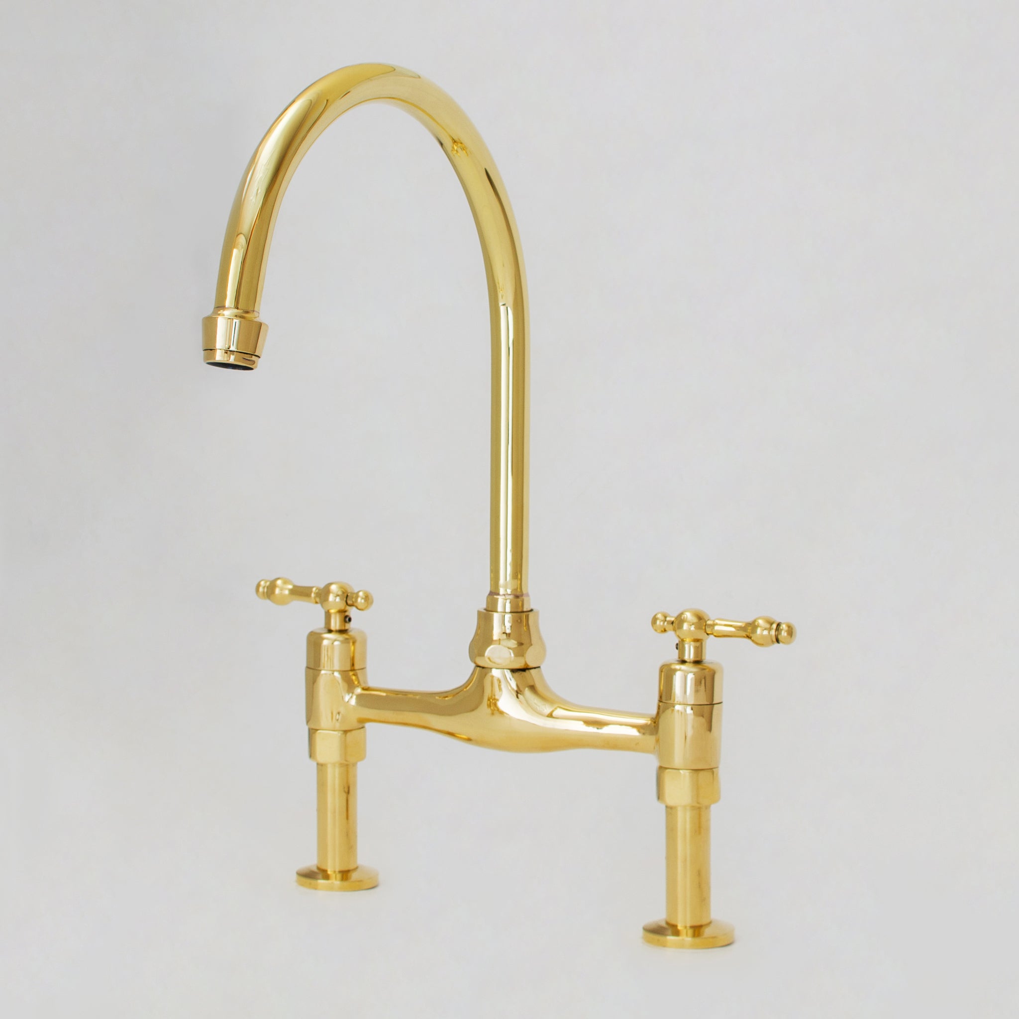 Unlacquered Brass Bridge Faucet 8" Widespread Kitchen Faucet