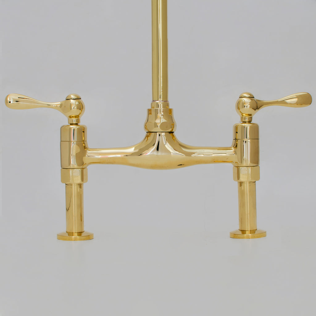 Unlacquered Brass Bridge Faucet 8" Widespread Kitchen Faucet