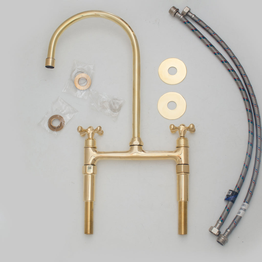 Heritage - Unlacquered Brass Kitchen Bridge Faucet