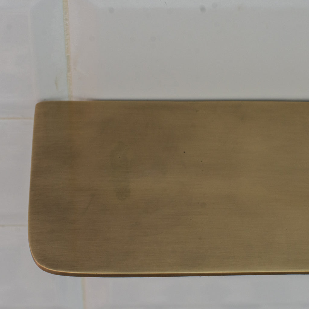 Vintage Brass Wall-Mounted Shower Shelf | Aged Brass Floating Shelf