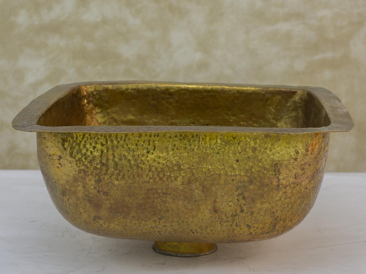 Aged Hammered Brass Undermount Bar Sink, Deep Basin