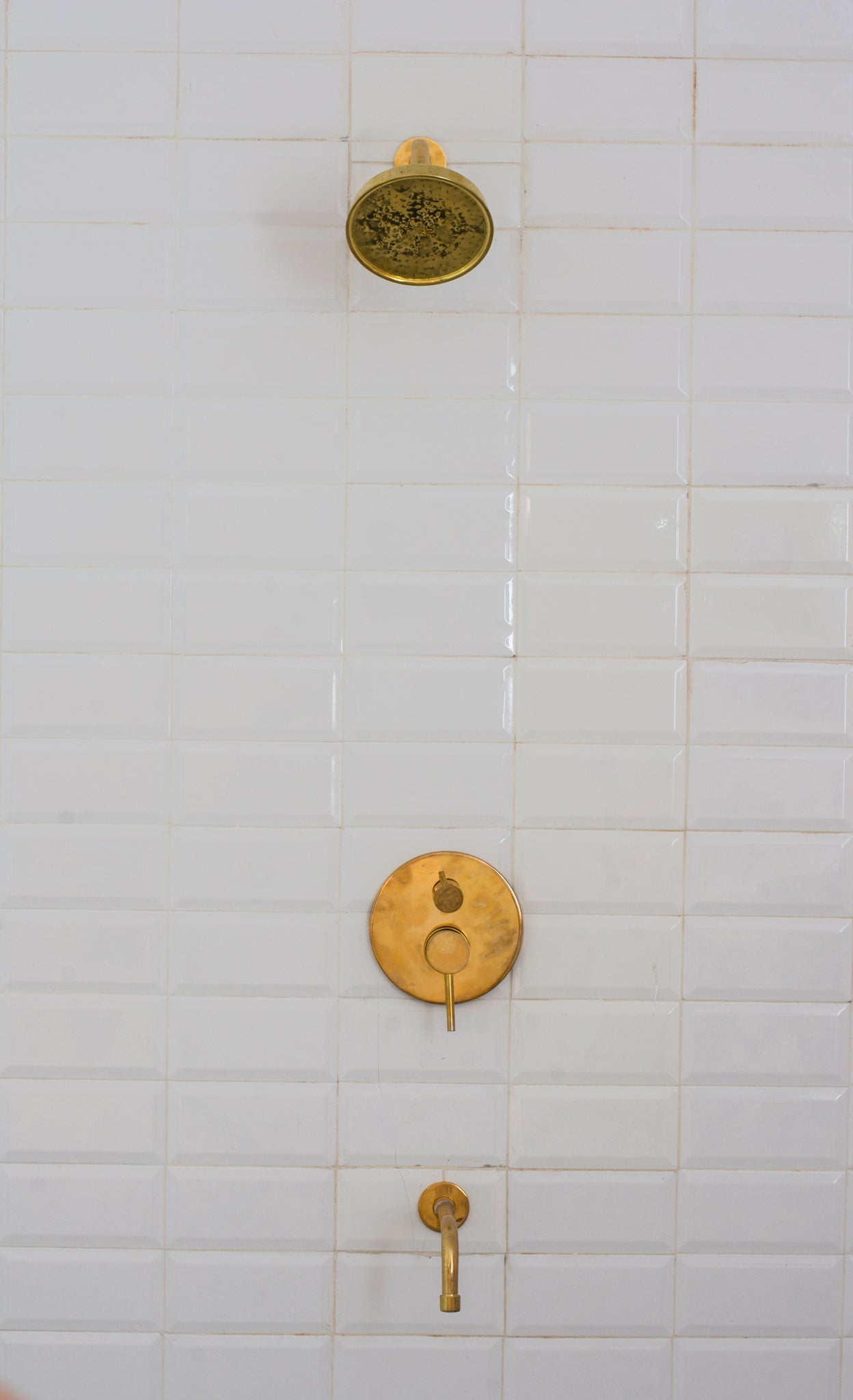 Solid Brass Angled Showerhead & Tub Filler | Concealed 2-Outlet Shower System